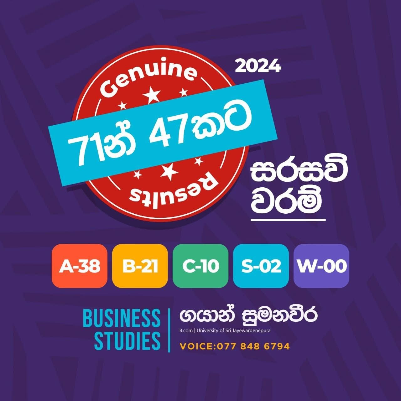 A/L Business Studies - Mr. Gayan Sumanaweera Banner