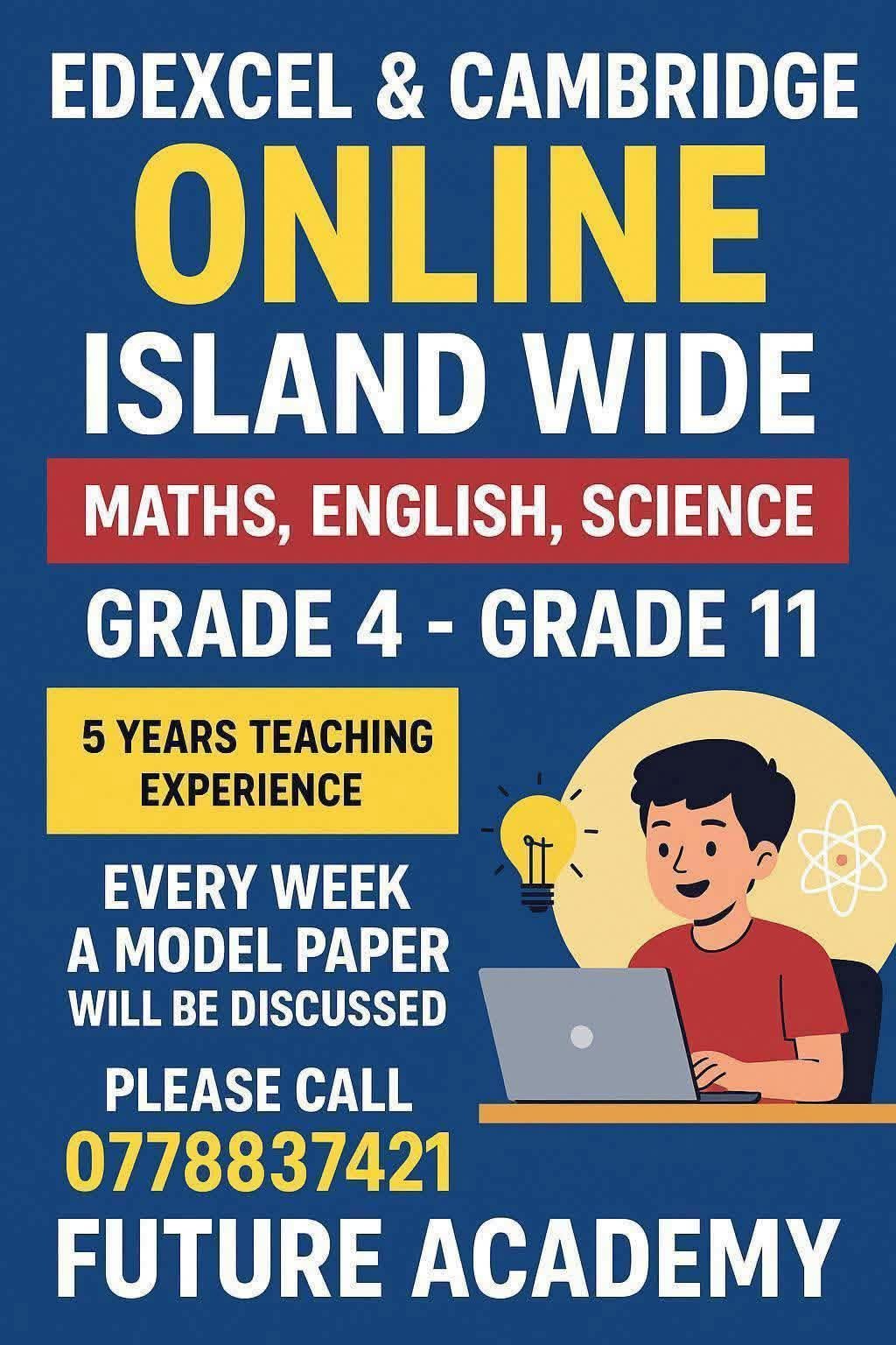 Grade 4 to 11 -  Cambridge Maths, English, Science - Future Academy Banner